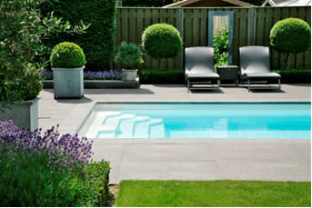 Rectangular In-ground Swimming Pool with full width steps