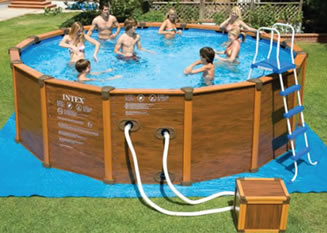 Round Above Ground Wood Effect Swimming Pool